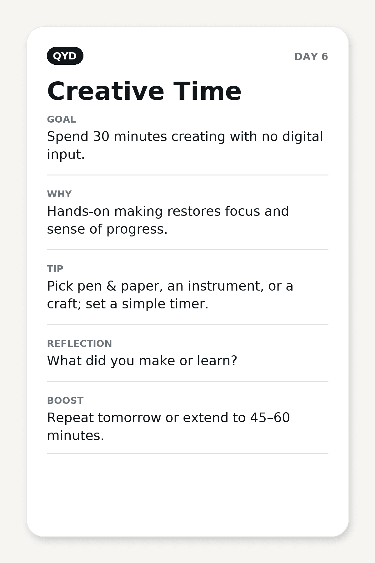 Day 6: Creative Time